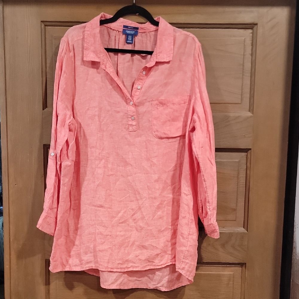Jones New York Peach Button-Up Tunic
